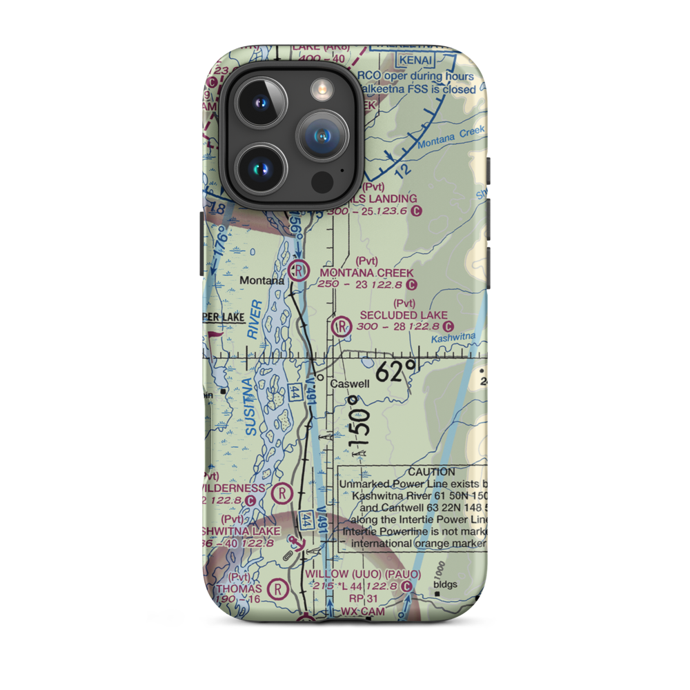 Secluded Lake Airport (49AK) VFR Sectional  Tough iPhone Case iPhone 16 Pro Max model shown