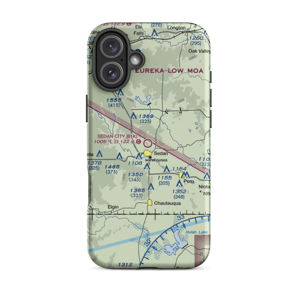 Sedan City Airport (61K) VFR Sectional  Tough iPhone Case iPhone 16 Plus model shown