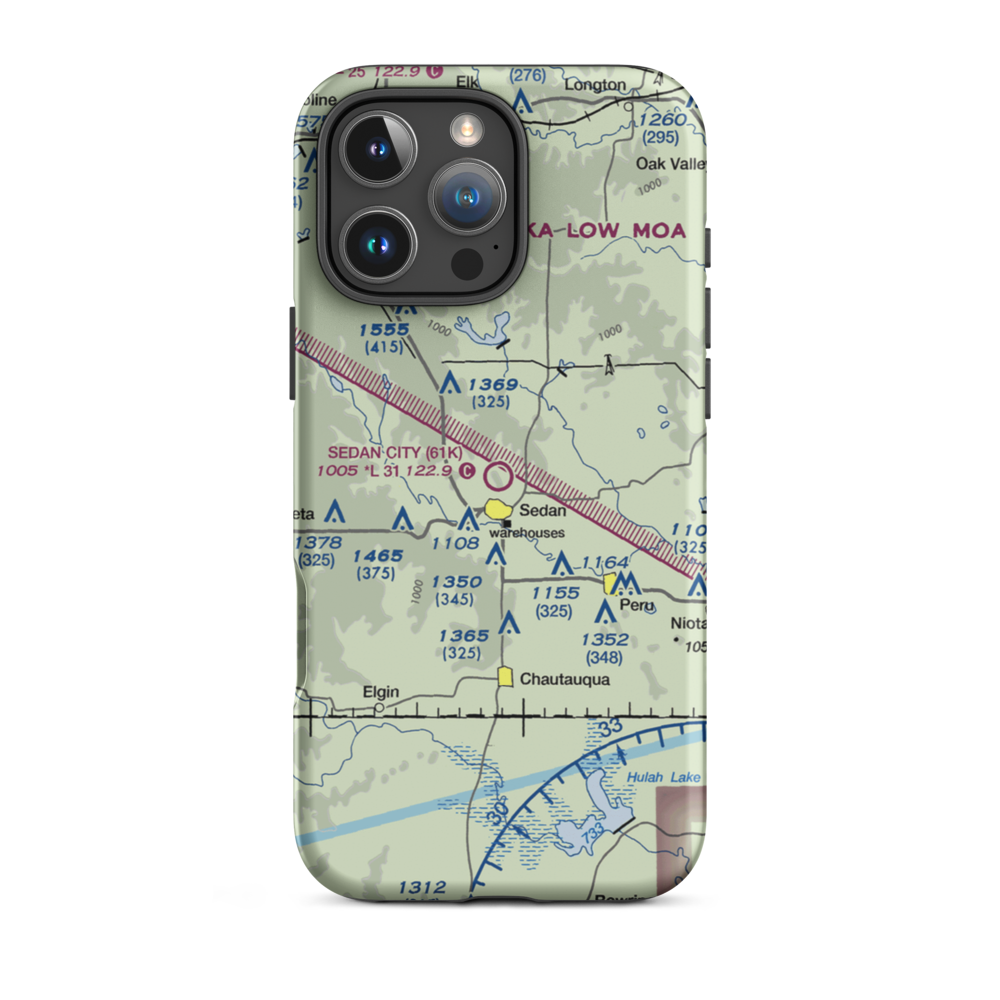 Sedan City Airport (61K) VFR Sectional  Tough iPhone Case iPhone 16 Pro Max model shown