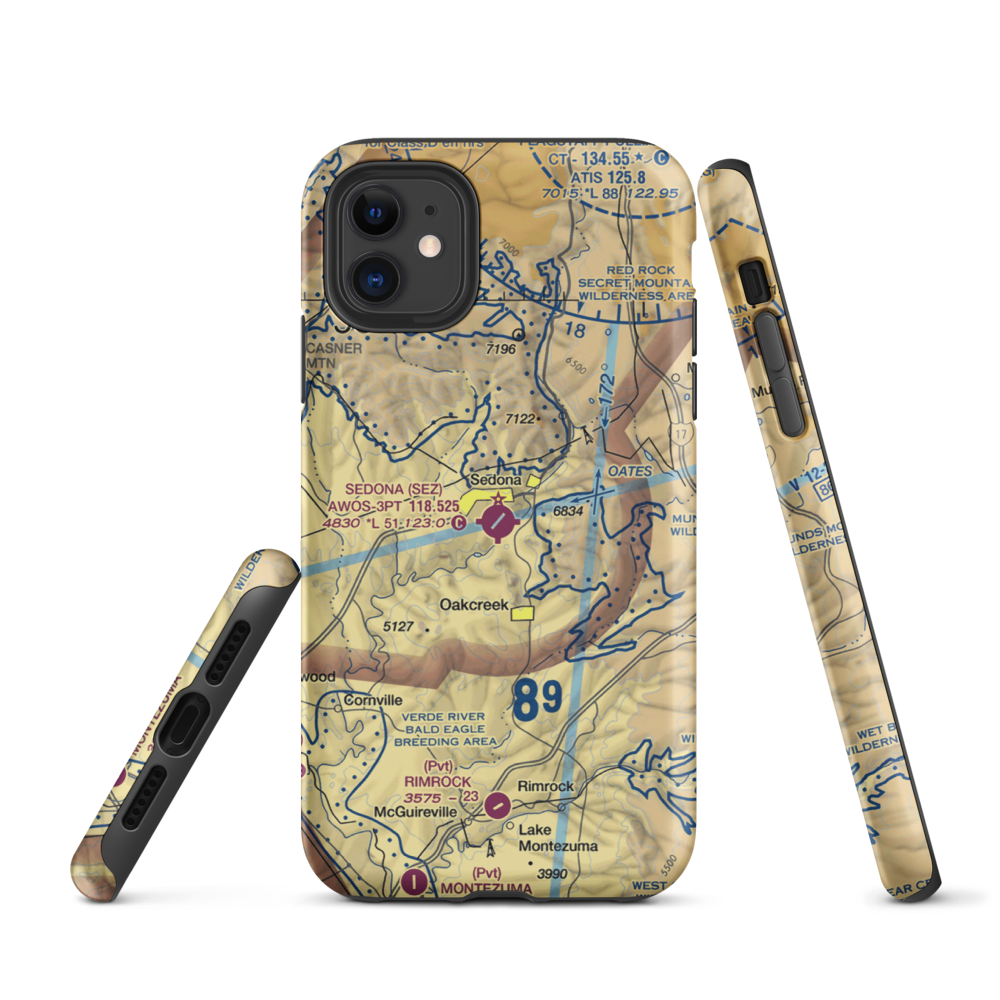 Sedona Airport (SEZ) VFR Sectional  Tough iPhone Case iPhone 11 model shown