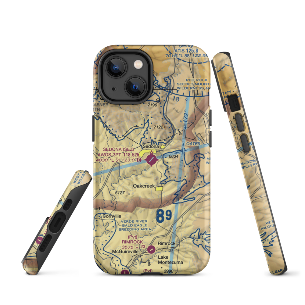 Sedona Airport (SEZ) VFR Sectional  Tough iPhone Case iPhone 14 model shown