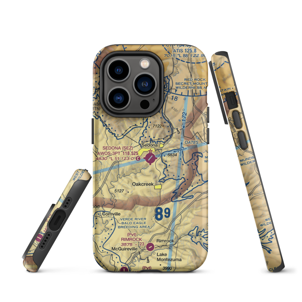 Sedona Airport (SEZ) VFR Sectional  Tough iPhone Case iPhone 14 Pro model shown