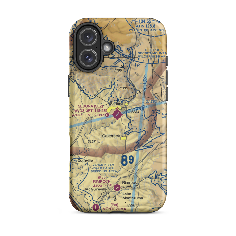 Sedona Airport (SEZ) VFR Sectional  Tough iPhone Case iPhone 16 Plus model shown