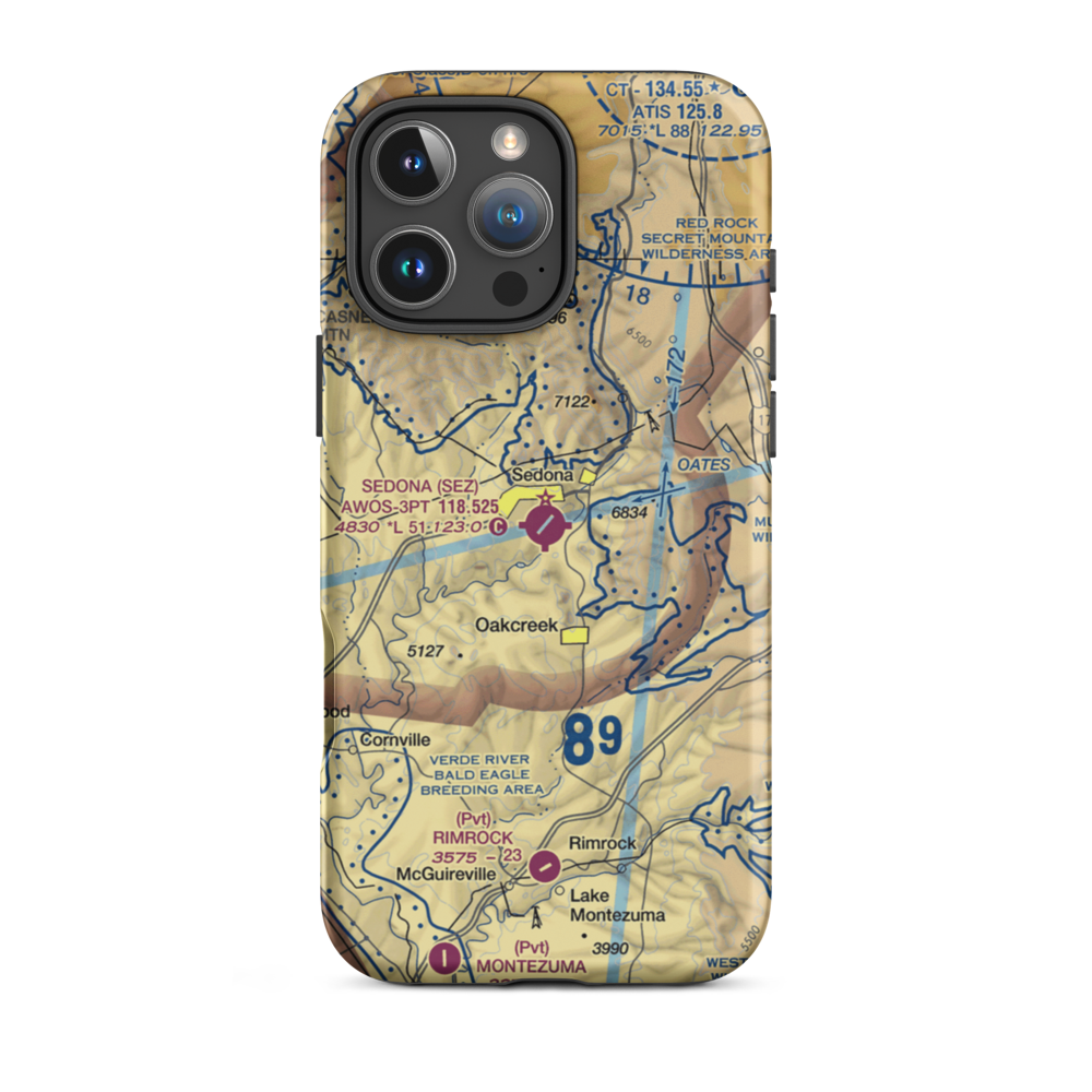 Sedona Airport (SEZ) VFR Sectional  Tough iPhone Case iPhone 16 Pro Max model shown