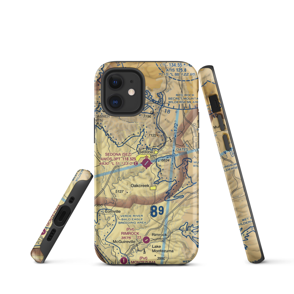 Sedona Airport (SEZ) VFR Sectional  Tough iPhone Case iPhone 12 mini model shown