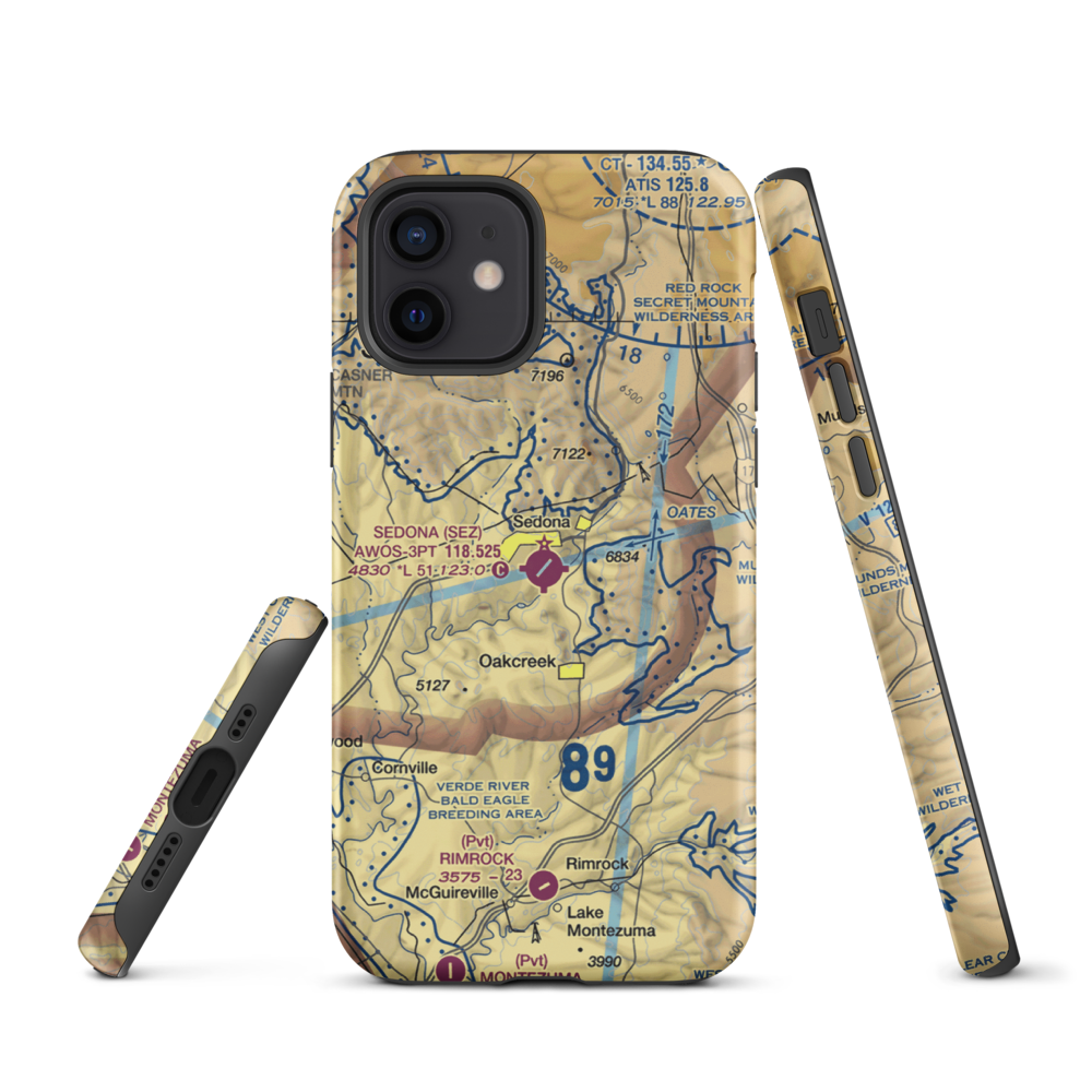 Sedona Airport (SEZ) VFR Sectional  Tough iPhone Case iPhone 12 model shown