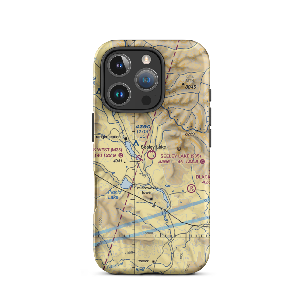 Seeley Lake Airport (23S) VFR Sectional  Tough iPhone Case iPhone 16 Pro model shown
