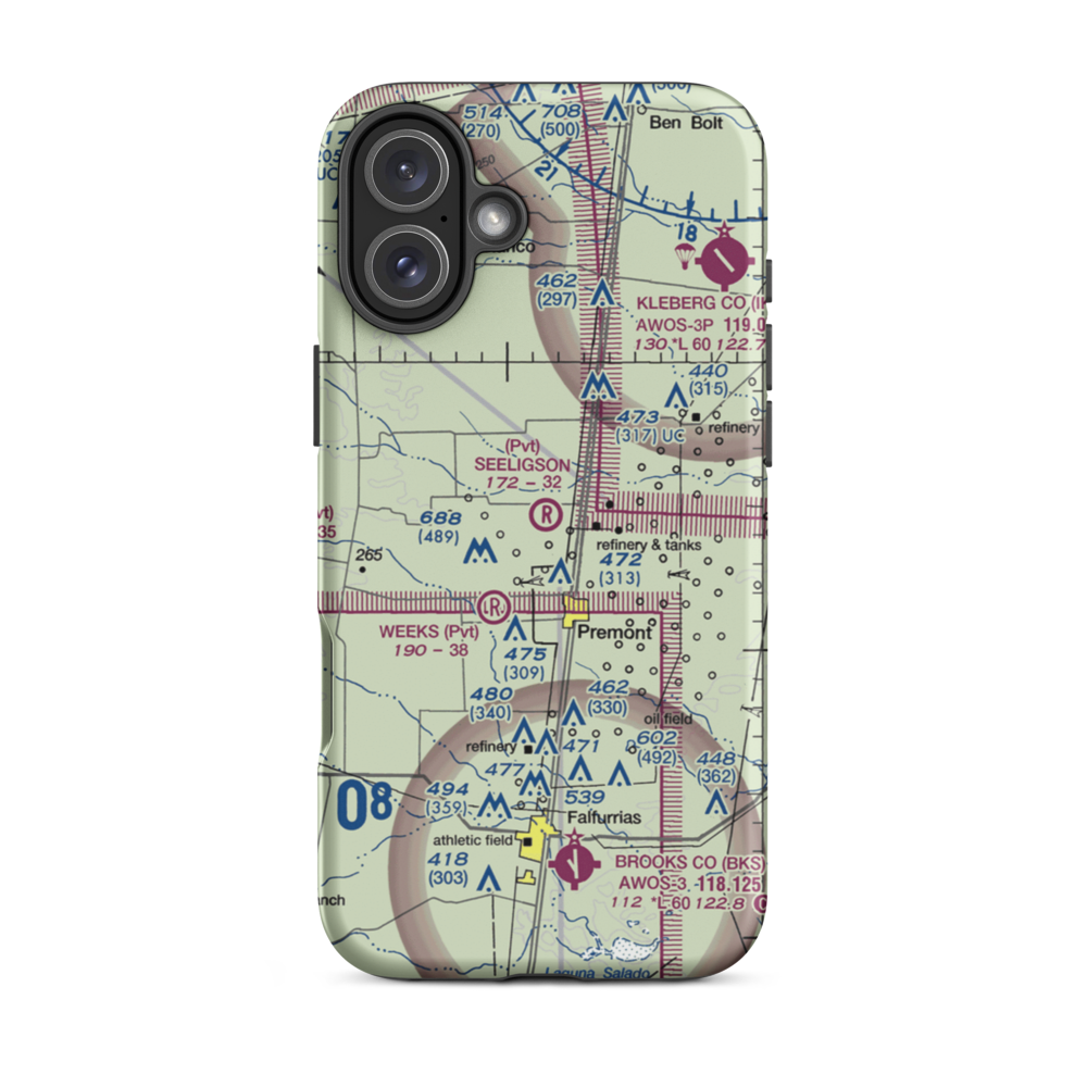 Seeligson Ranch Airport (XS51) VFR Sectional  Tough iPhone Case iPhone 16 Plus model shown