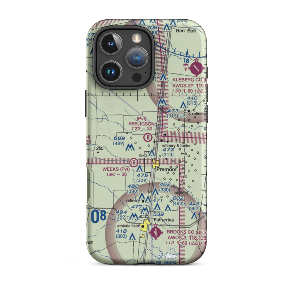 Seeligson Ranch Airport (XS51) VFR Sectional  Tough iPhone Case iPhone 16 Pro Max model shown