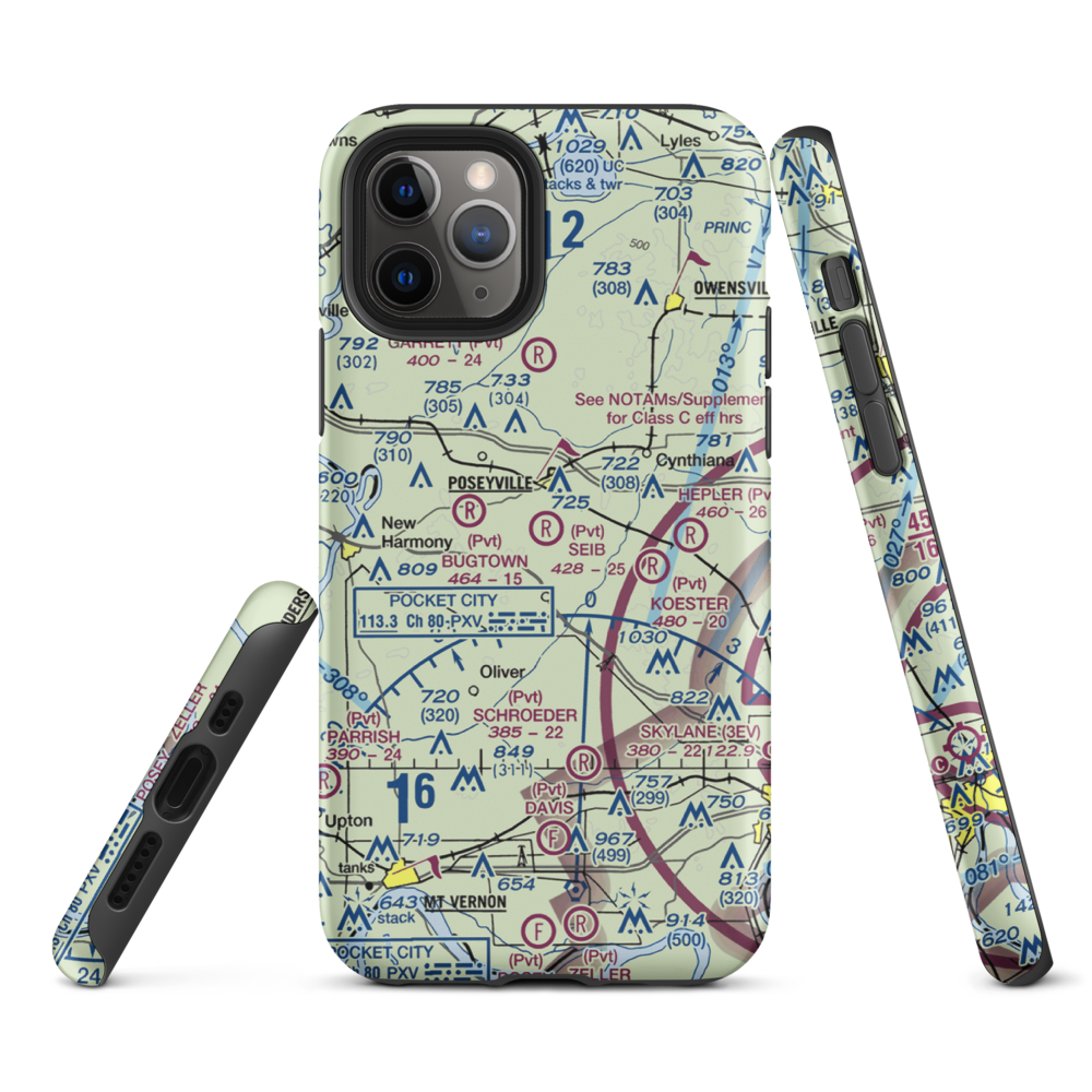 Seib Airport (88IN) VFR Sectional  Tough iPhone Case iPhone 11 Pro model shown