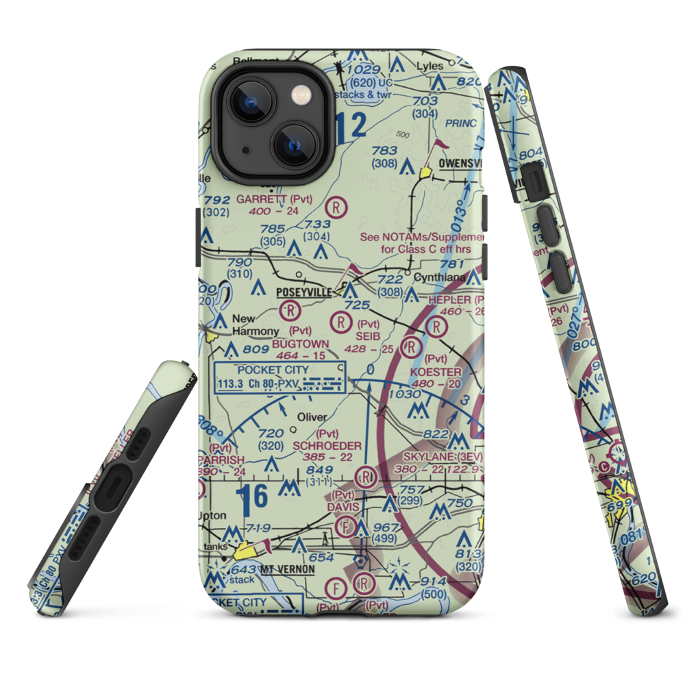 Seib Airport (88IN) VFR Sectional  Tough iPhone Case iPhone 14 Plus model shown