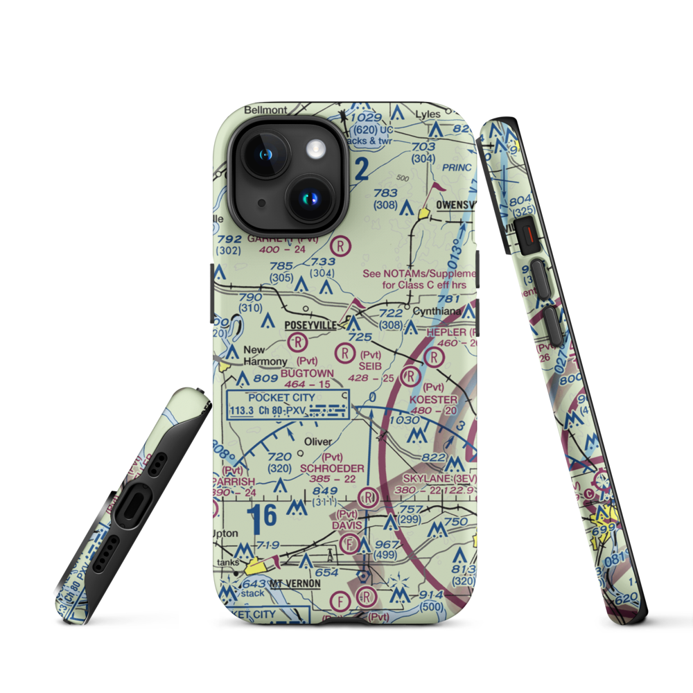 Seib Airport (88IN) VFR Sectional  Tough iPhone Case iPhone 15 model shown