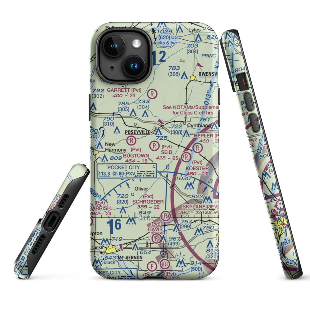 Seib Airport (88IN) VFR Sectional  Tough iPhone Case iPhone 15 Plus model shown
