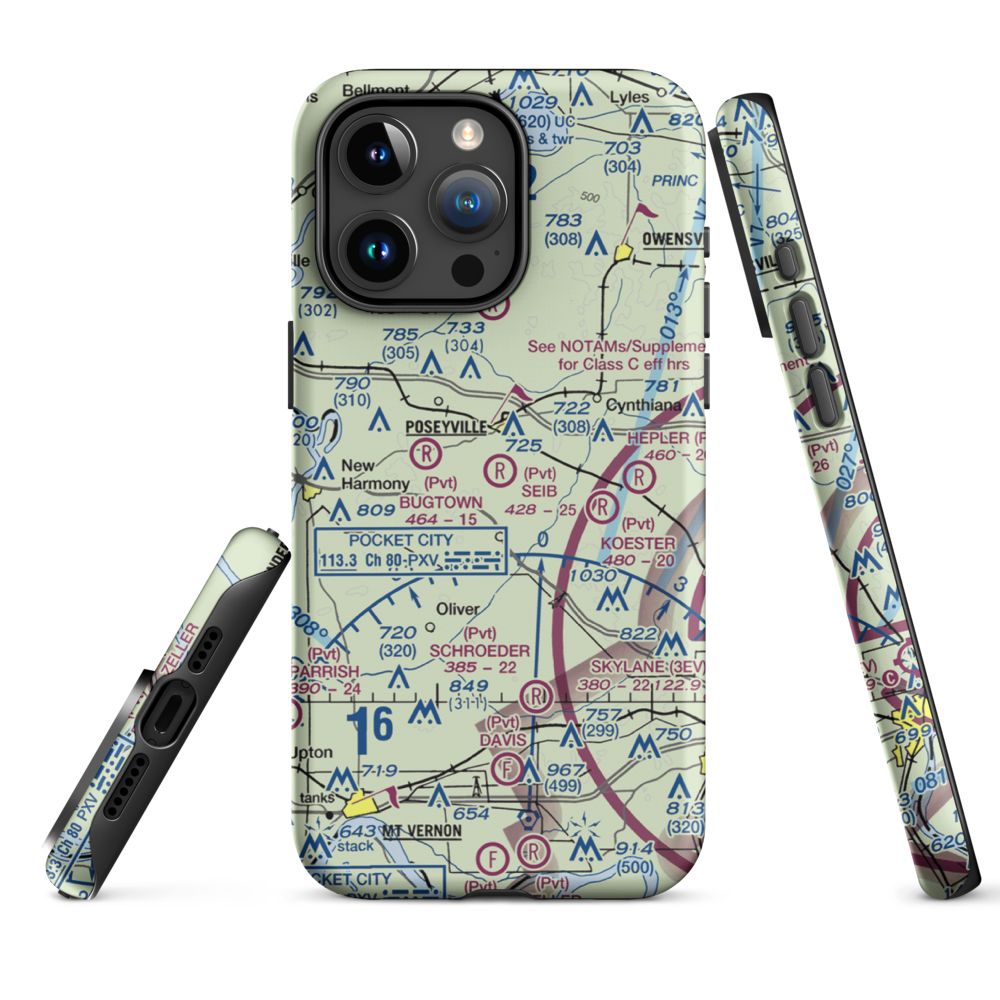 Seib Airport (88IN) VFR Sectional  Tough iPhone Case iPhone 15 Pro Max model shown