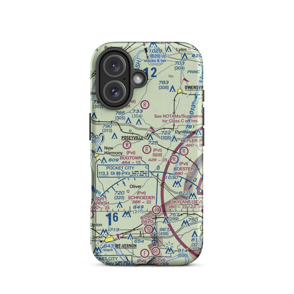 Seib Airport (88IN) VFR Sectional  Tough iPhone Case iPhone 16 model shown