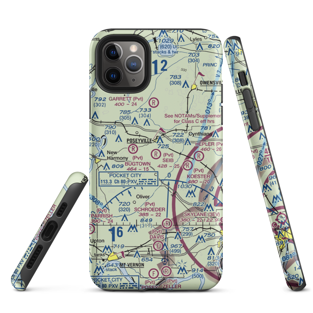 Seib Airport (88IN) VFR Sectional  Tough iPhone Case iPhone 11 Pro Max model shown