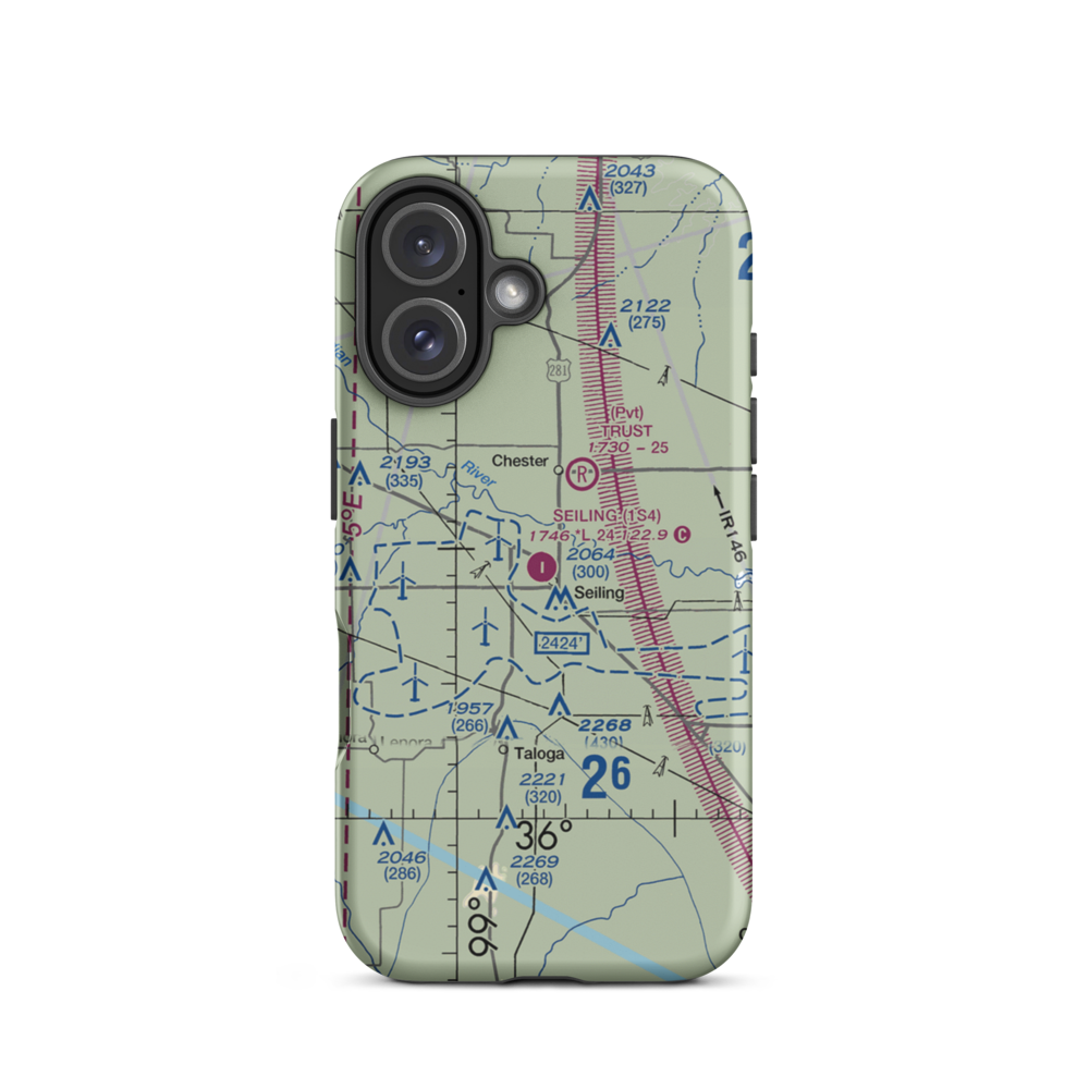 Seiling Airport (1S4) VFR Sectional  Tough iPhone Case iPhone 16 model shown