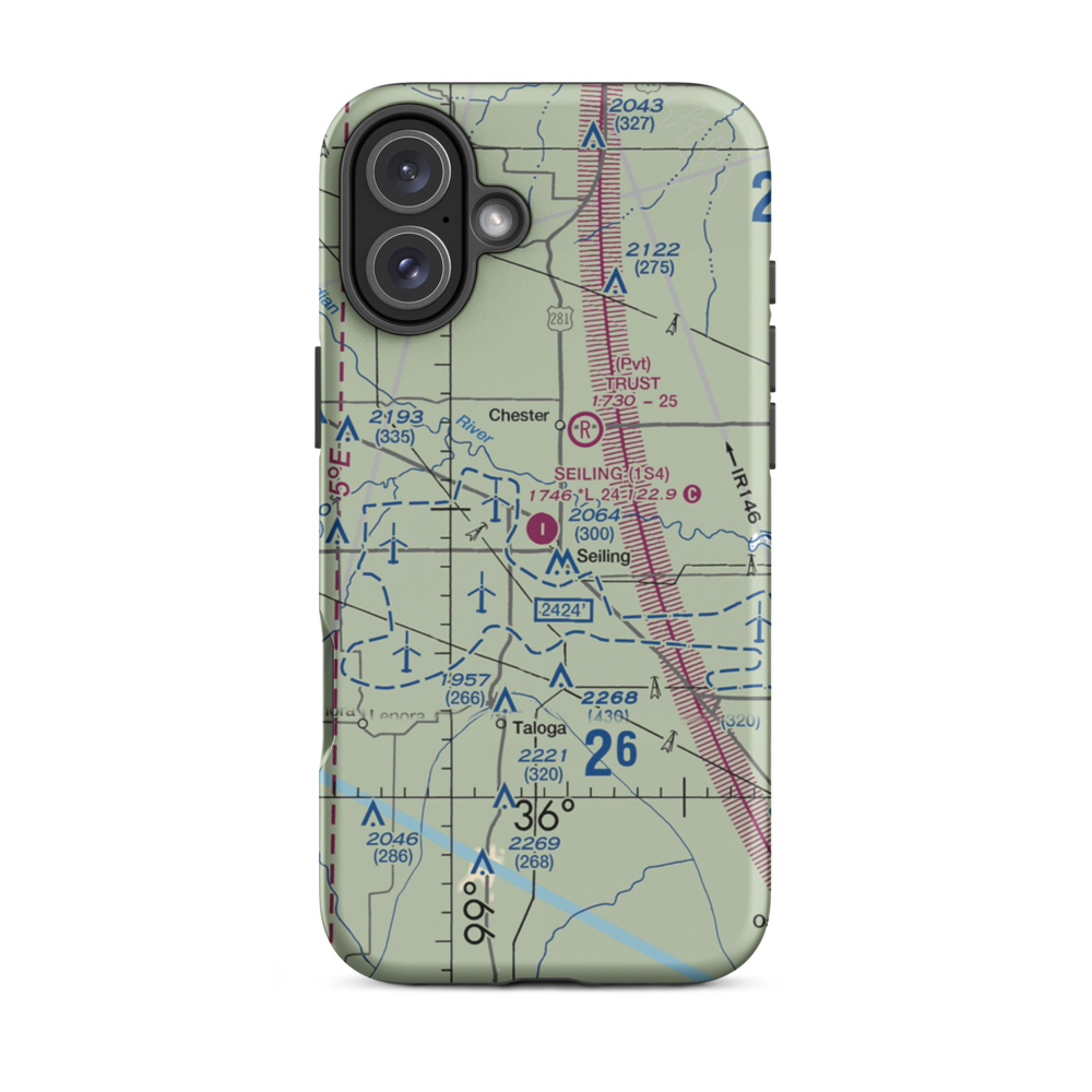 Seiling Airport (1S4) VFR Sectional  Tough iPhone Case iPhone 16 Plus model shown