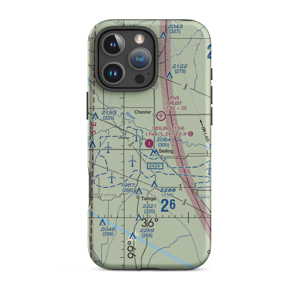 Seiling Airport (1S4) VFR Sectional  Tough iPhone Case iPhone 16 Pro Max model shown