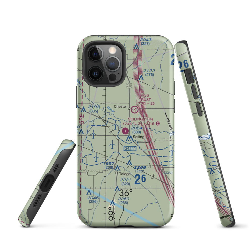Seiling Airport (1S4) VFR Sectional  Tough iPhone Case iPhone 12 Pro model shown