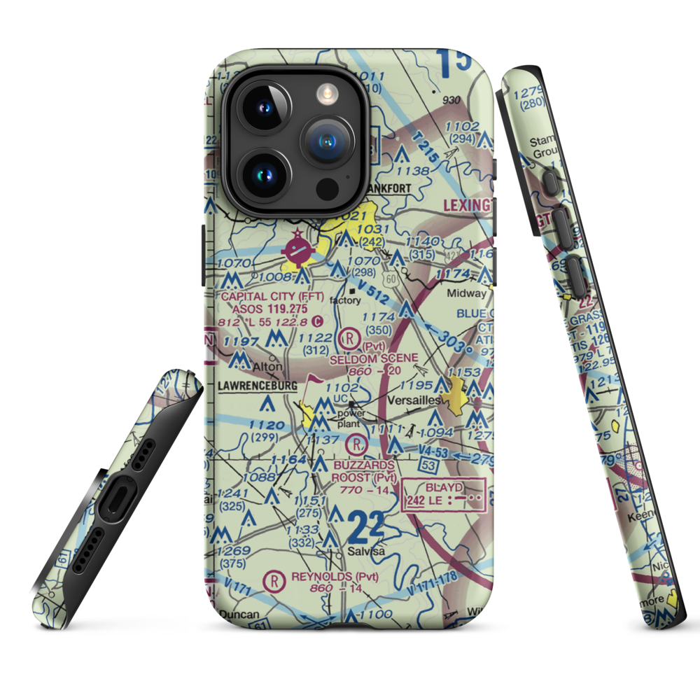 Seldom Scene Airport (2KY8) VFR Sectional  Tough iPhone Case iPhone 15 Pro Max model shown