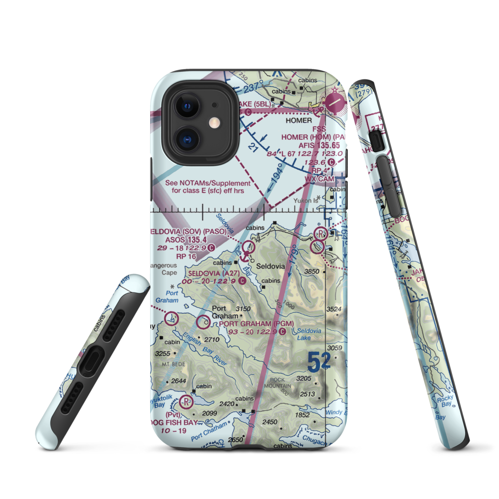 Seldovia Seaplane Base (A27) VFR Sectional  Tough iPhone Case iPhone 11 model shown