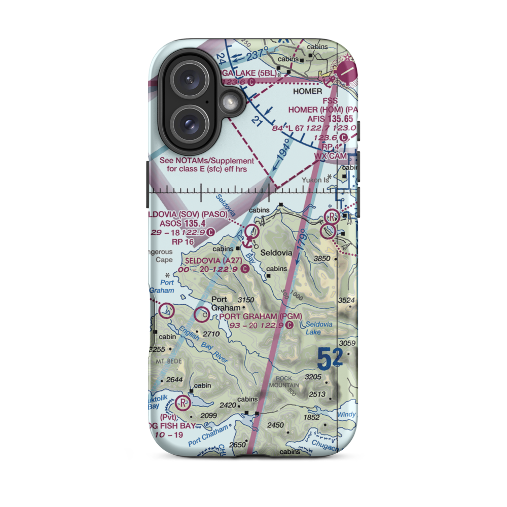 Seldovia Seaplane Base (A27) VFR Sectional  Tough iPhone Case iPhone 16 Plus model shown