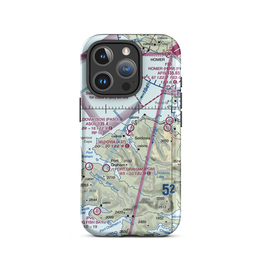 Seldovia Seaplane Base (A27) VFR Sectional  Tough iPhone Case iPhone 16 Pro model shown
