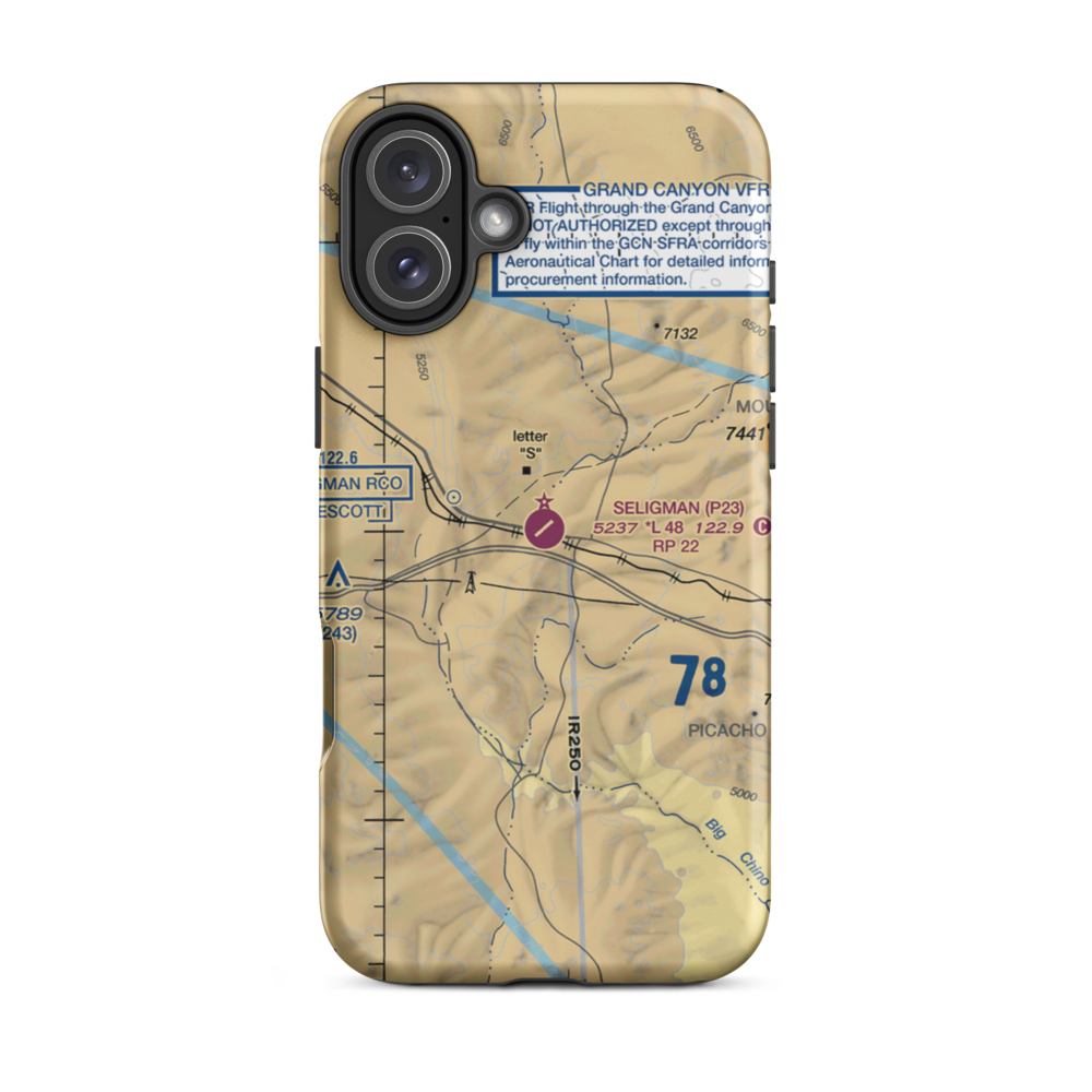 Seligman Airport (P23) VFR Sectional  Tough iPhone Case iPhone 16 Plus model shown
