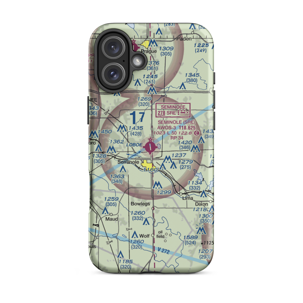 Seminole Municipal Airport (SRE) VFR Sectional  Tough iPhone Case iPhone 16 Plus model shown