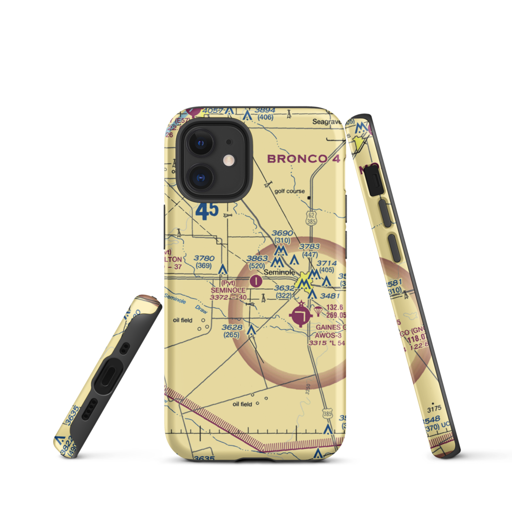 Seminole Spraying Service Airport (39TE) VFR Sectional  Tough iPhone Case iPhone 12 mini model shown
