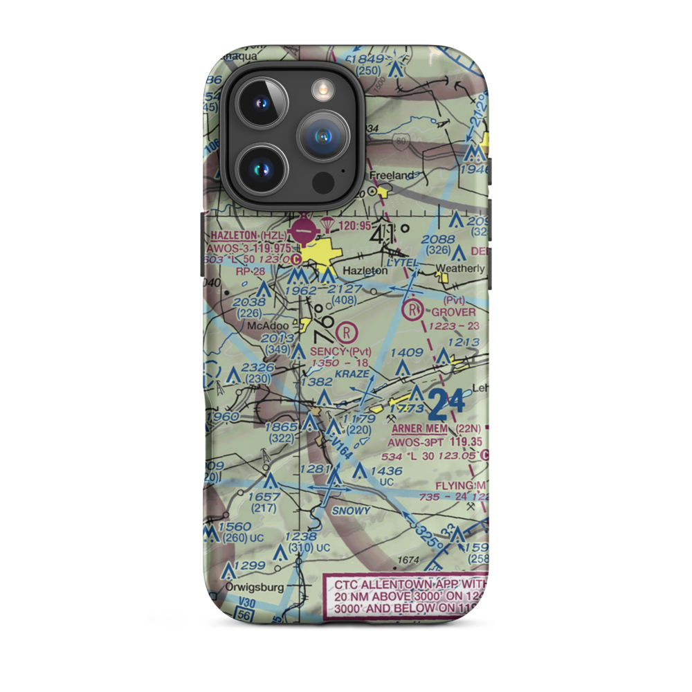 Sency Airport (55PA) VFR Sectional  Tough iPhone Case iPhone 16 Pro Max model shown