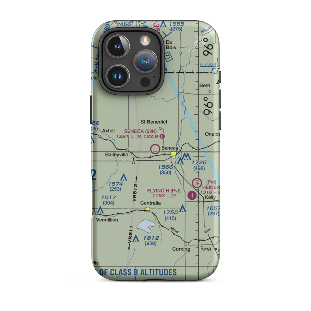 Seneca Municipal Airport (62K) VFR Sectional  Tough iPhone Case iPhone 16 Pro Max model shown