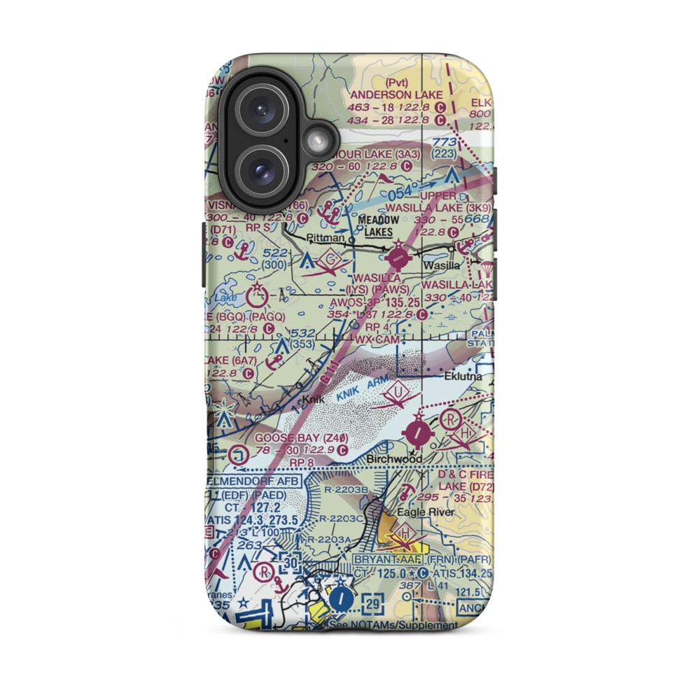 Settlers Bay Airstrip (41AK) VFR Sectional  Tough iPhone Case iPhone 16 Plus model shown