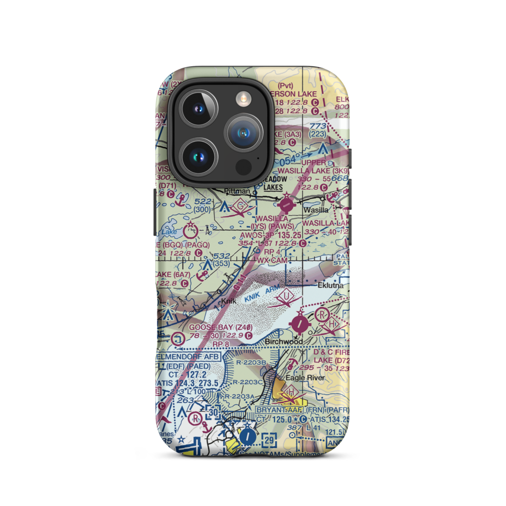 Settlers Bay Airstrip (41AK) VFR Sectional  Tough iPhone Case iPhone 16 Pro model shown