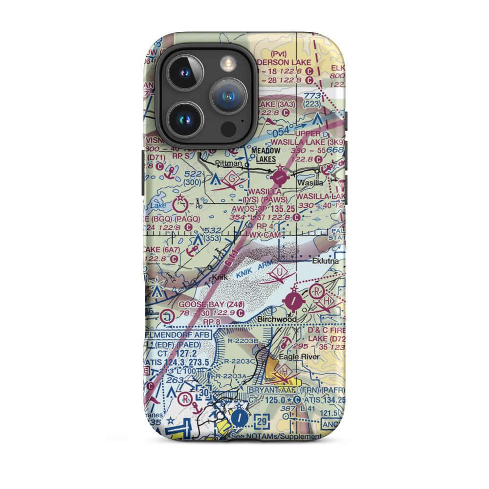 Settlers Bay Airstrip (41AK) VFR Sectional  Tough iPhone Case iPhone 16 Pro Max model shown