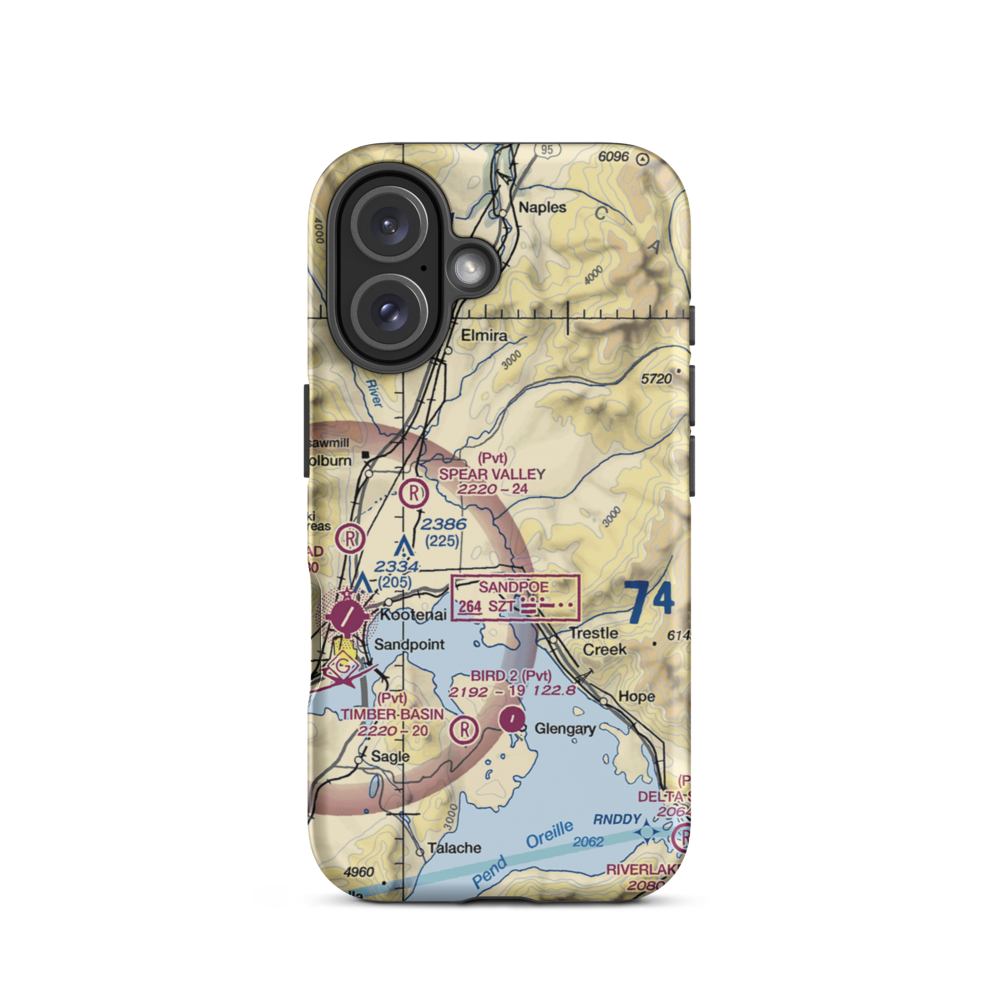 Seven Shamrock Airport (26ID) VFR Sectional  Tough iPhone Case iPhone 16 model shown