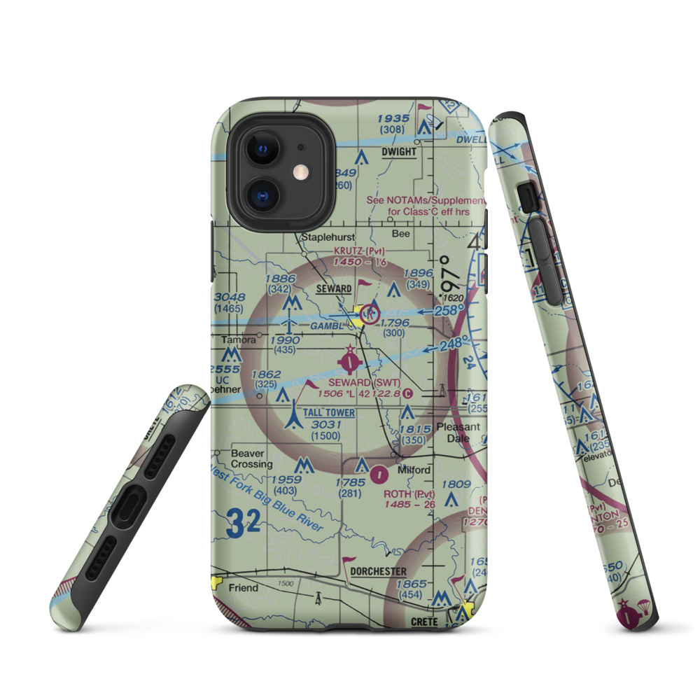 Seward Municipal Airport (SWT) VFR Sectional  Tough iPhone Case iPhone 11 model shown