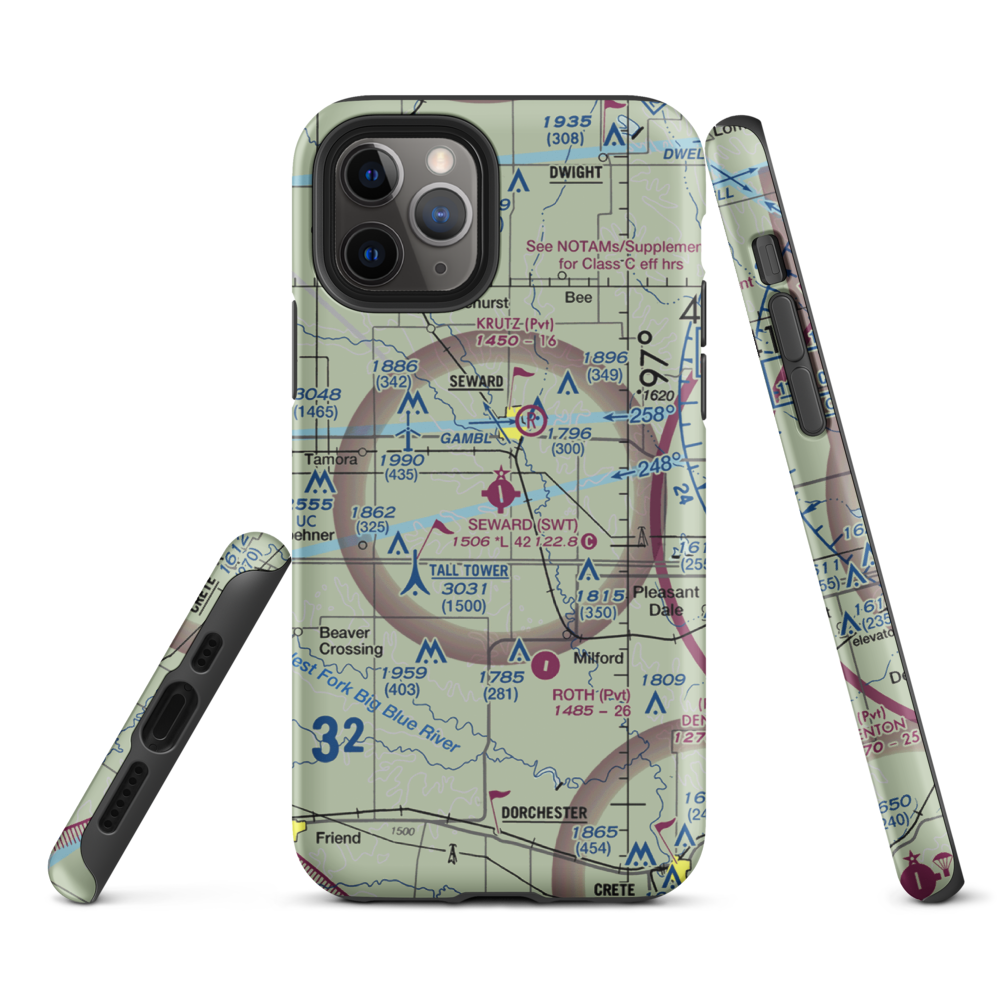 Seward Municipal Airport (SWT) VFR Sectional  Tough iPhone Case iPhone 11 Pro model shown