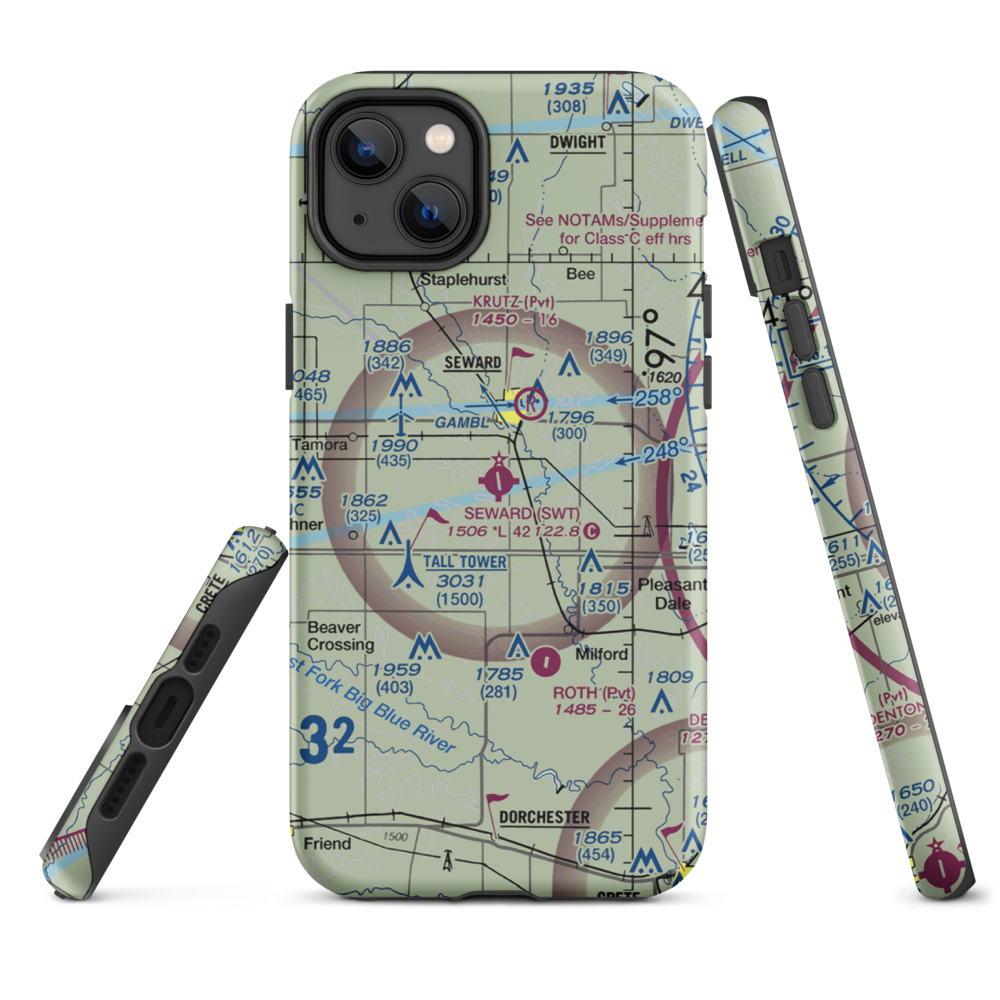 Seward Municipal Airport (SWT) VFR Sectional  Tough iPhone Case iPhone 14 Plus model shown