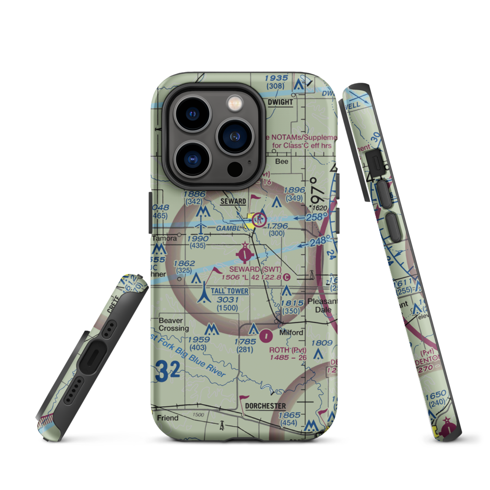 Seward Municipal Airport (SWT) VFR Sectional  Tough iPhone Case iPhone 14 Pro model shown