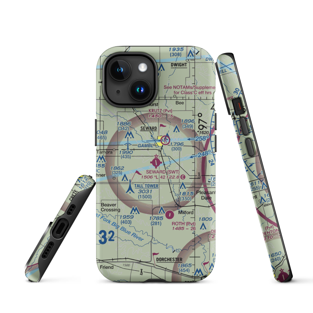 Seward Municipal Airport (SWT) VFR Sectional  Tough iPhone Case iPhone 15 model shown