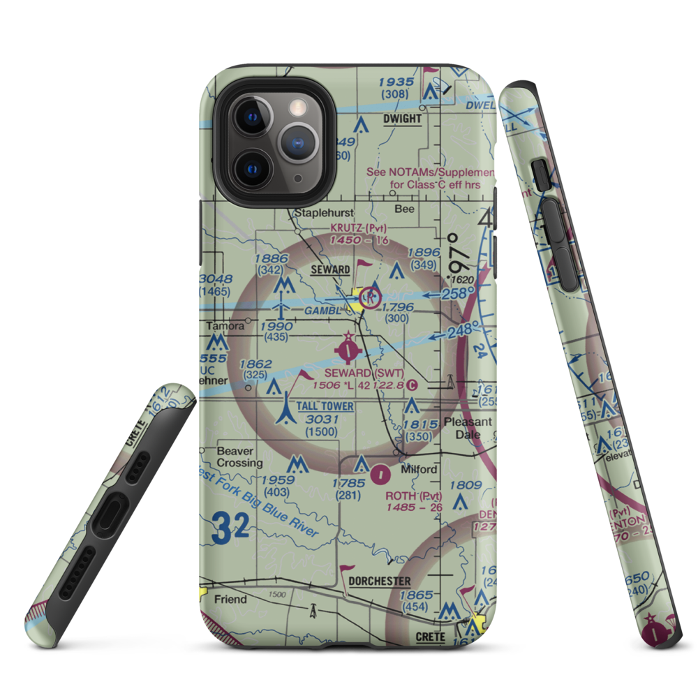 Seward Municipal Airport (SWT) VFR Sectional  Tough iPhone Case iPhone 11 Pro Max model shown