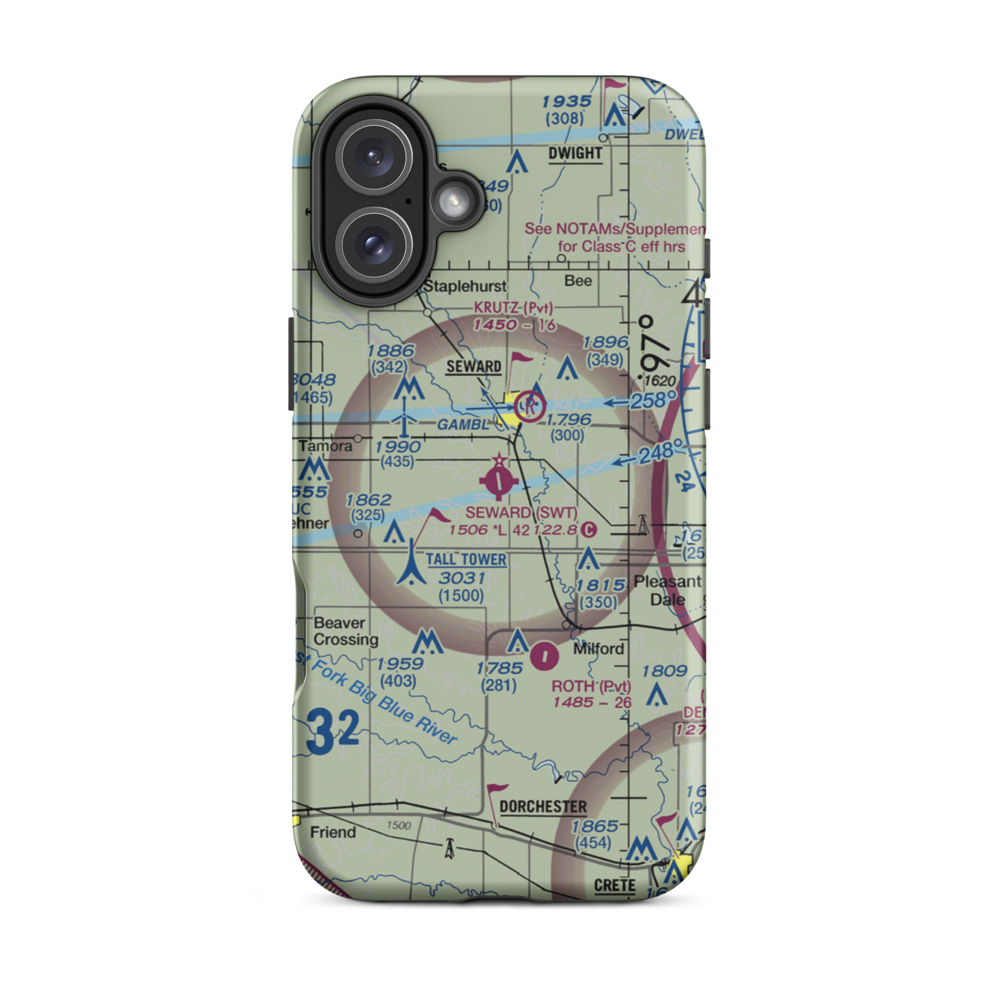 Seward Municipal Airport (SWT) VFR Sectional  Tough iPhone Case iPhone 16 Plus model shown
