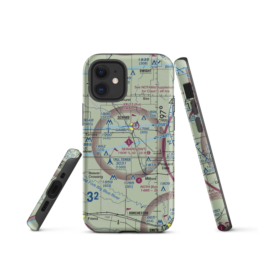 Seward Municipal Airport (SWT) VFR Sectional  Tough iPhone Case iPhone 12 mini model shown
