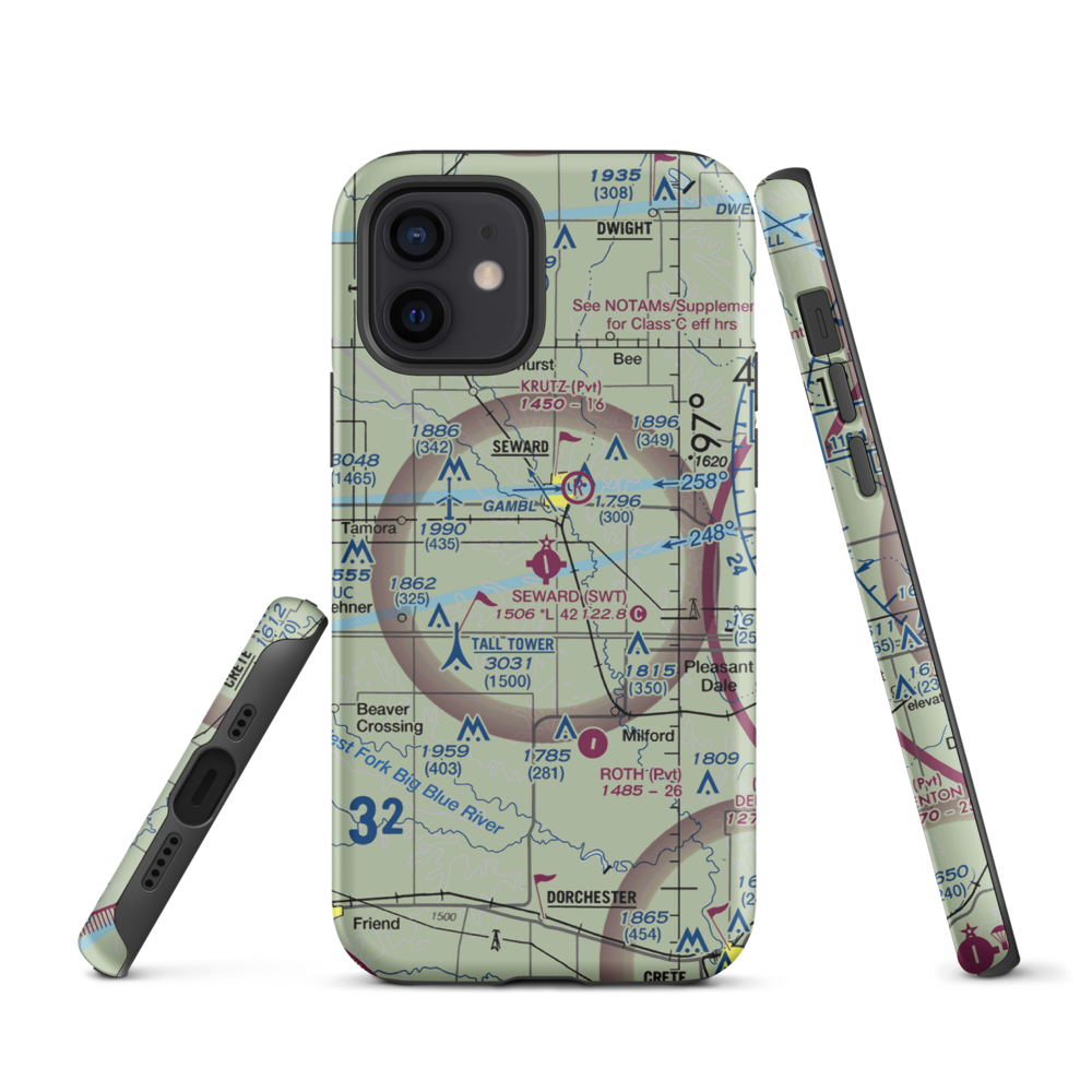 Seward Municipal Airport (SWT) VFR Sectional  Tough iPhone Case iPhone 12 model shown