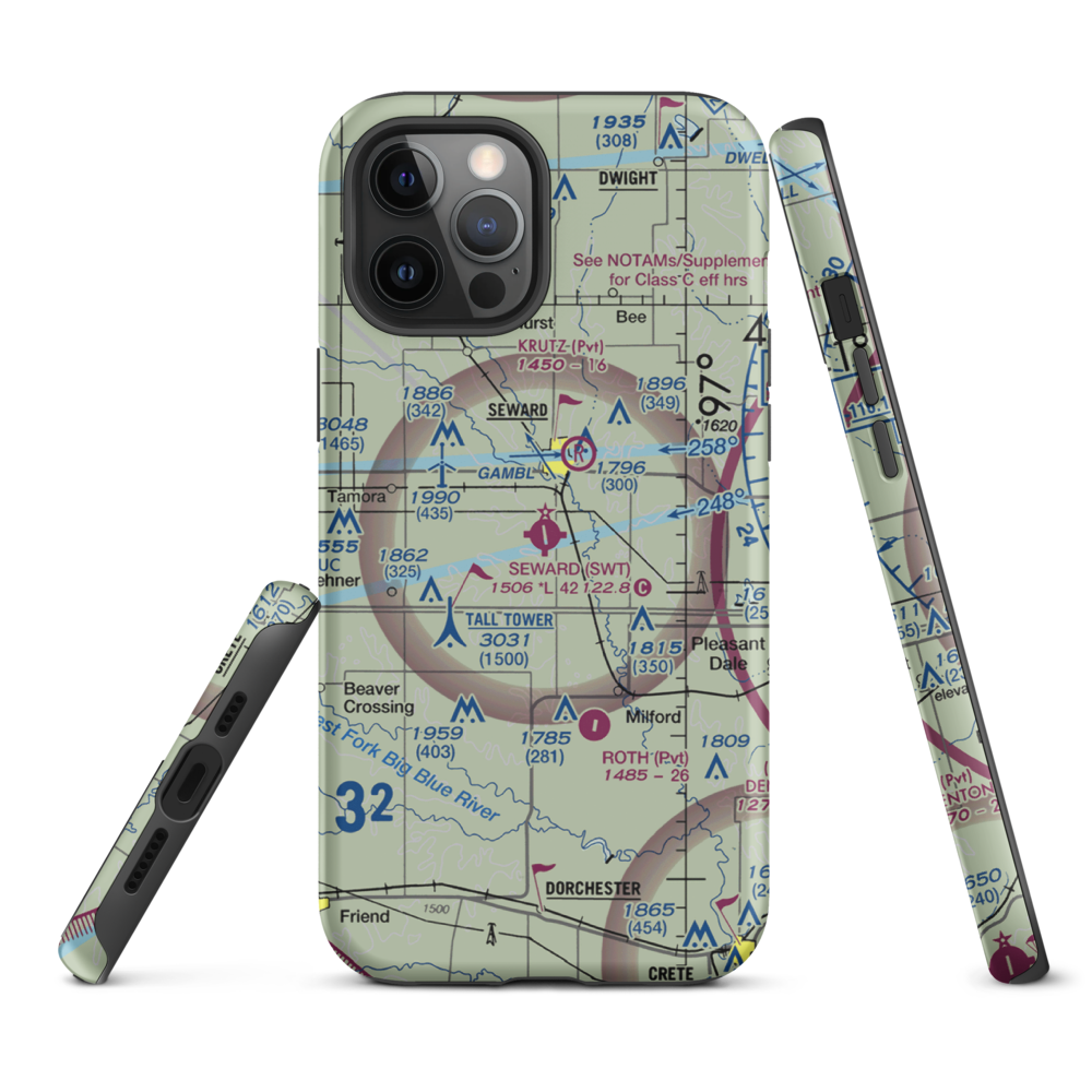 Seward Municipal Airport (SWT) VFR Sectional  Tough iPhone Case iPhone 12 Pro Max model shown