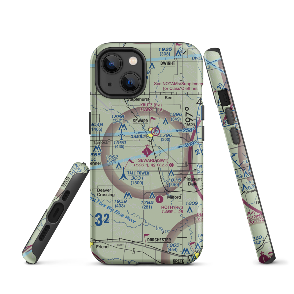 Seward Municipal Airport (SWT) VFR Sectional  Tough iPhone Case iPhone 13 model shown