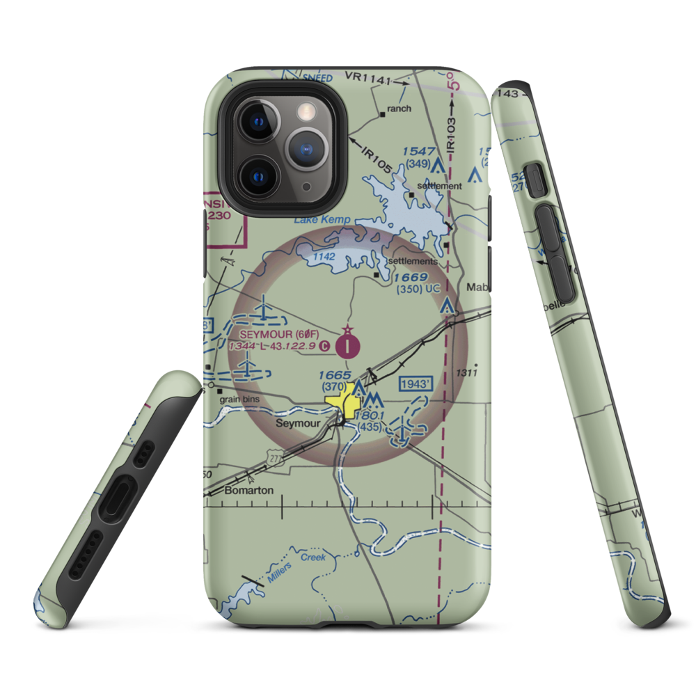 Seymour Municipal Airport (60F) VFR Sectional  Tough iPhone Case iPhone 11 Pro model shown