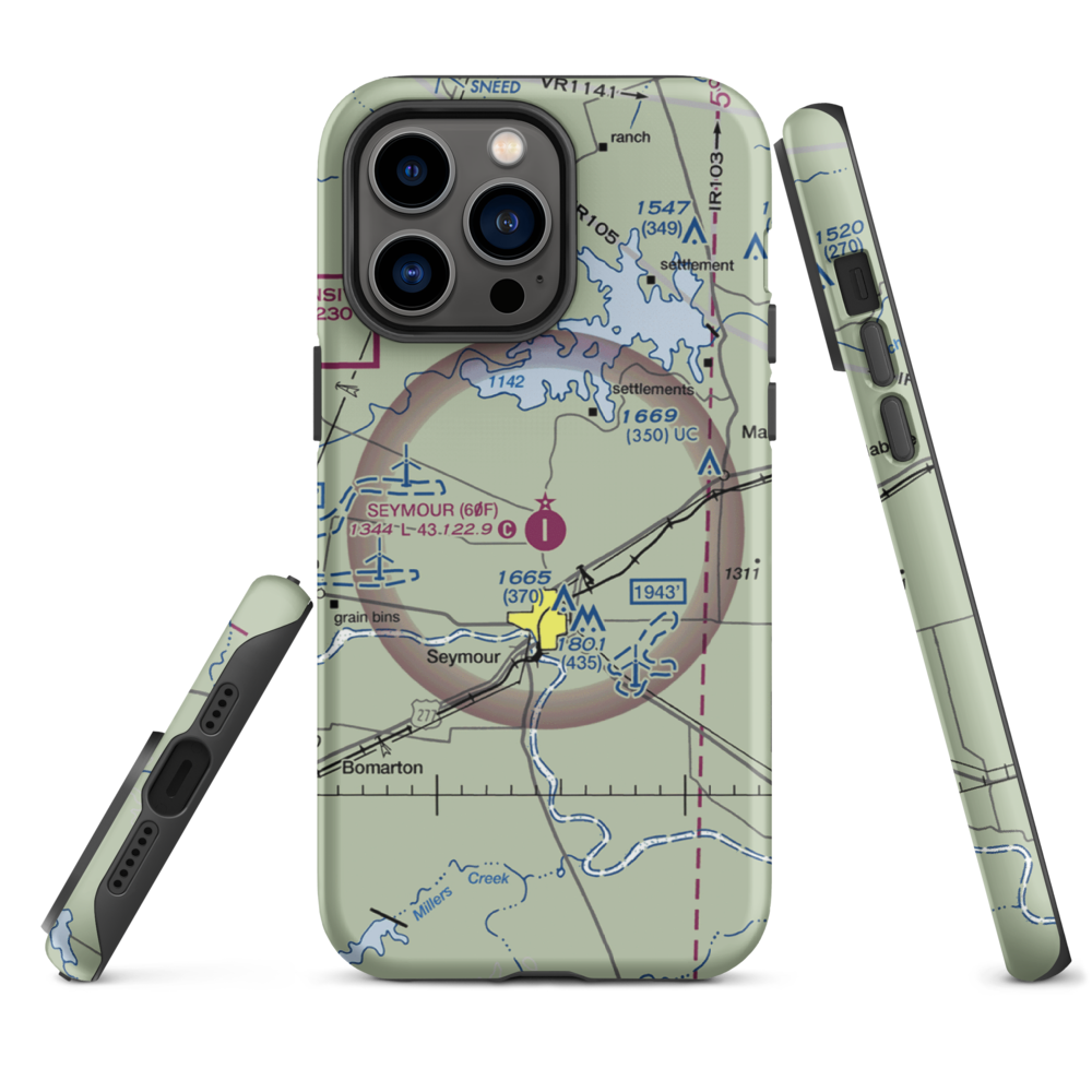 Seymour Municipal Airport (60F) VFR Sectional  Tough iPhone Case iPhone 14 Pro Max model shown